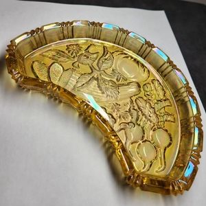 Fenton Iridescent Marigold Candy Tray Trinket